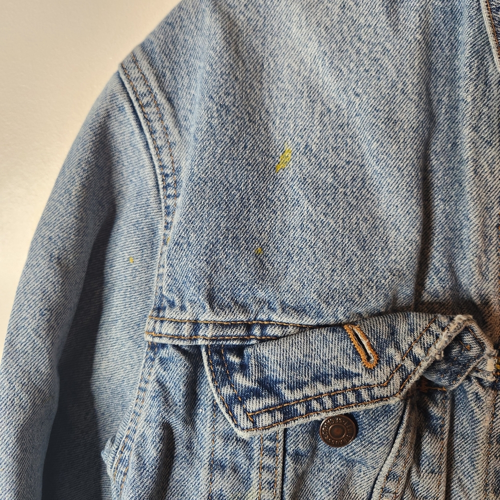Levi's Vintage Mens Denim Trucker Jacket Flannel Blanket Lined Distressed Size M - Picture 2 of 10
